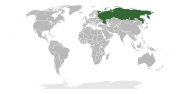 Location of Russia on the map of the world.