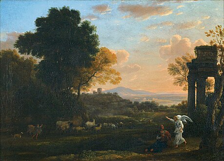 Paysage avec Hagar et l'Ange, C. Lorrain (1682)