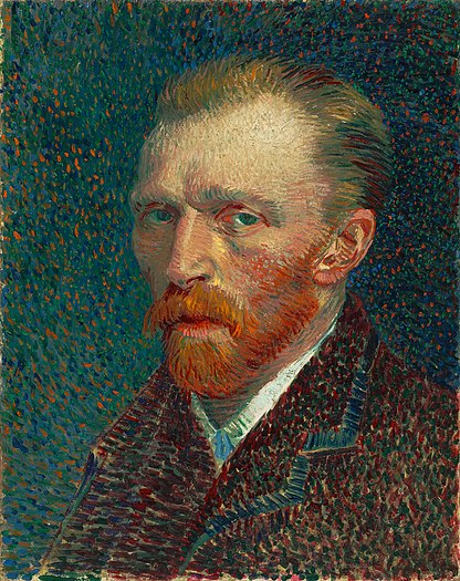 Self Portrait by Vincent van Gogh - 1887. An example of Pointillism.