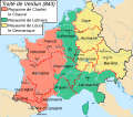 L'Impero carolingio diviso dal Trattato di Verdun (843)