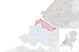 Locatie van de gemeente Goeree-Overflakkee (gemeentegrenzen CBS 2016)
