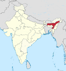 Map of India with the location of অসম চিহ্নিত