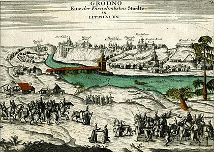 Вид на Гродно в 1709 году