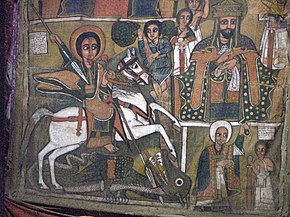 Gambaran Georgios di sebuah gereja di bandar Lalibela, Habsyah