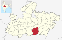 मध्यप्रदेश राज्यस्य मानचित्रे छिन्दवाडामण्डलम्