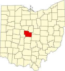 map of Ohio highlighting Delaware County
