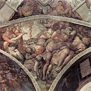 La serpiente de bronce, obra de Miguel Ángel en bóveda de la capilla Sixtina.