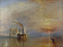 Le Dernier Voyage du Téméraire, un célèbre tableau de William Turner montrant le Temeraire remorqué. Le peintre a particulièrement travaillé la lumière du tableau.