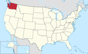 Karta SAD-a s istaknutom saveznom državom Washington