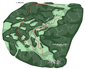 Мапа спусків на горі Менчіл (Варшава)