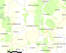 Mapa obce Chevannes-Changy