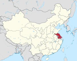 แผนที่แสดงที่ตั้งของมณฑลเจียงซู