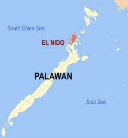 Mapa de Palawan con El Nido resaltado