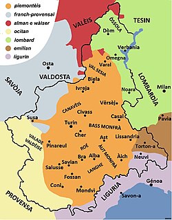 Mapa lingüistico d'o piamontés.