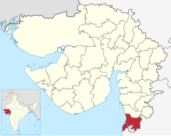 Localizacion del districte de Valsad en Gujarat