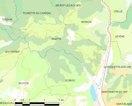 Mapa obce Gilette