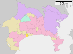 Location of Ninomiya in Kanagawa Prefecture