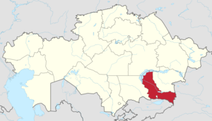 Қазақстан картасындағы Алматы облысы