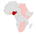 Niġerja (bl-aħmar), Possedimenti Brittaniċi fl-Afrika (bl-roża) fl-1914