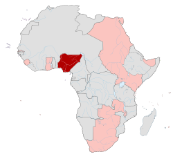 Nijerya (kırmızı) ve diğer Britanya kolonileri (pembe)