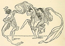 Een van de illustraties van dansende meisjes door Claude Arthur Shepperson, uit Princess Mary’s Gift Book