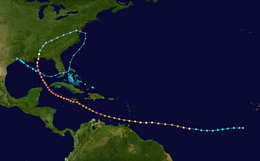 飓风伊万的路线图
