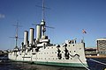 The cruiser Aurora, symbol of the October Revolution, now a museum