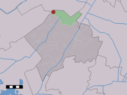 The village (dark red) and the statistical district (light green) of Zorgvlied in the municipality of Westerveld.