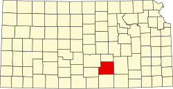 Vị trí quận Sedgwick trong tiểu bang Kansas ở Hoa Kỳ