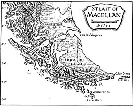 Mapa ng Kipot ni Magallanes.
