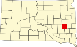 map of South Dakota highlighting Miner County