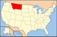 モンタナ州の位置を示したアメリカ合衆国の地図