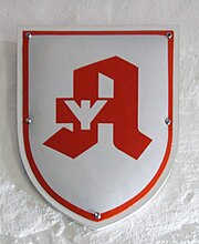 Algiz-Rune (Man-Rune, Lebensrune) im deutschen Apothekenzeichen von 1936 - 1945