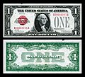 1928-as szériájú, csak igen kis mennyiségben forgalomba került United States Note 1 dolláros államjegy.
