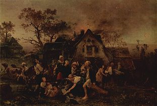 Ludwig Knaus: Feuer im Dorf (1854)