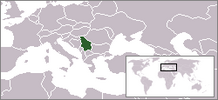 Location of Serbia in the world.