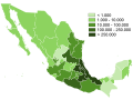 Antall nahuatltalere i Mexicos delstater.