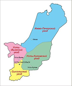 Автономная область Коми на карте