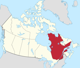 Localização da província do Quebec no Canadá
