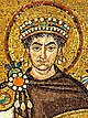 Justinien représenté sur une mosaïque à Ravenne