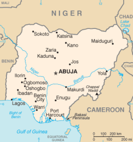 Kart over Forbundsrepublikken Nigeria