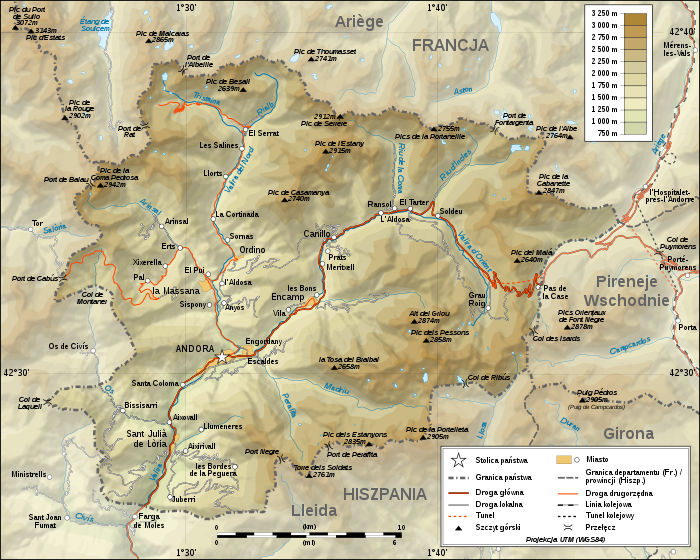 Mapa topograficzna Andory