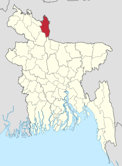 बांग्लादेशक मानचित्र में कुड़िग्रामक अवस्थितिक अवस्थिति