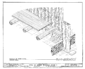 Цртеж Poteaux-en-Terre стубова на земљи типа зидне конструкције (овај пример који се технички назива палисадна конструкција) у кући Беве у Сент Женевеву, Мисури