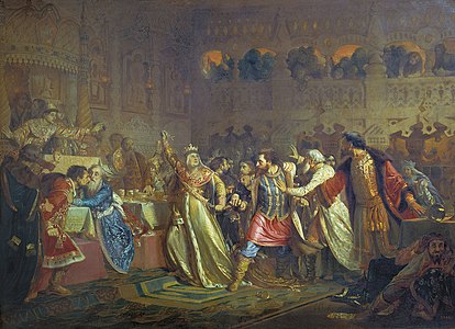 «Великая княгиня Софья Витовтовна, срывающая пояс с Василия Косого на свадьбе Василия Тёмного» (1861)