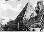 Etsning av Cestiuspyramiden, Rom (1700-talet).