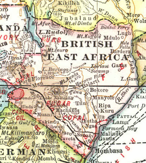 Британської Східної Африки: історичні кордони на карті