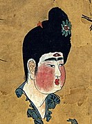 Courtesan with huadian on forehead, Tang dynasty