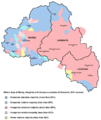 Етничка мапа земље Секеља (жупаније Муреш, Харгита и Ковасна) у Румунији, попис из 2011. године.