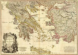 Bản đồ Hy Lạp, vẽ vào năm 1791 bởi William Faden, theo tỷ lệ 1.350.000